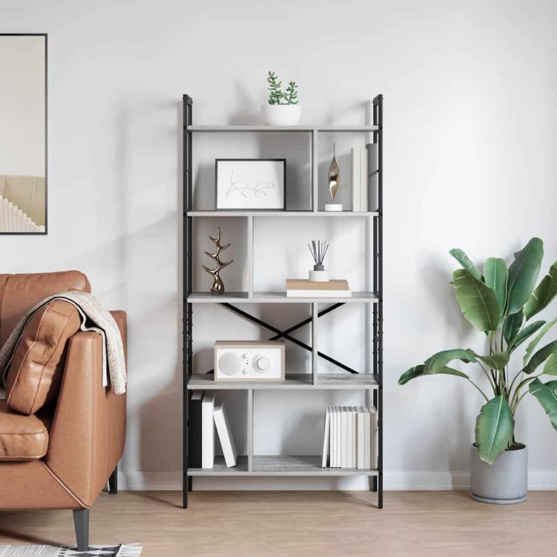 vidaXL Ράφι Βιβλίων Γκρίζο Σονομα 75 x 30 x 156 εκ. Επεξεργασμένο ξύλο