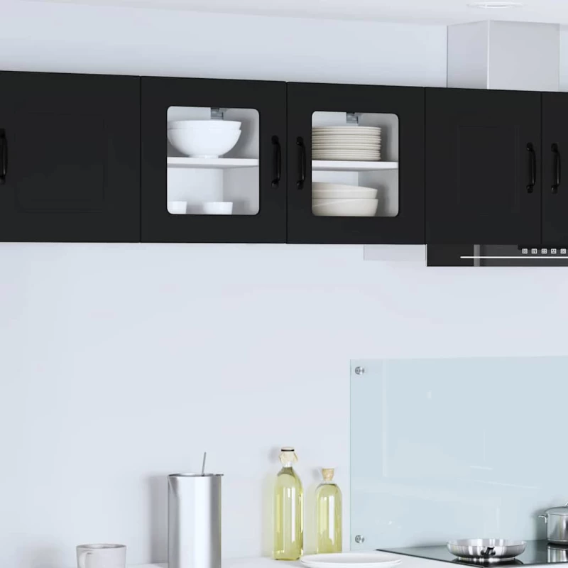 vidaXL Κρεμαστό ντουλάπι κουζίνας με ράφι Μαύρο 40 x 31 x 40 εκ.
