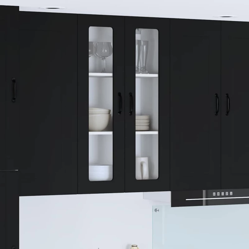 vidaXL Κρεμαστό ντουλάπι κουζίνας με ράφι Μαύρο 60 x 31 x 100 εκ.