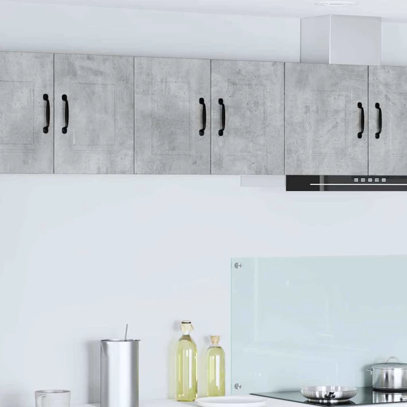 vidaXL Κρεμαστό ντουλάπι κουζίνας με ράφι 2 pcs Σκυρόδεμα Γκρι