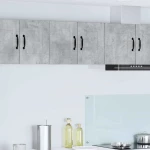 vidaXL Κρεμαστό ντουλάπι κουζίνας με ράφι 2 pcs Σκυρόδεμα Γκρι