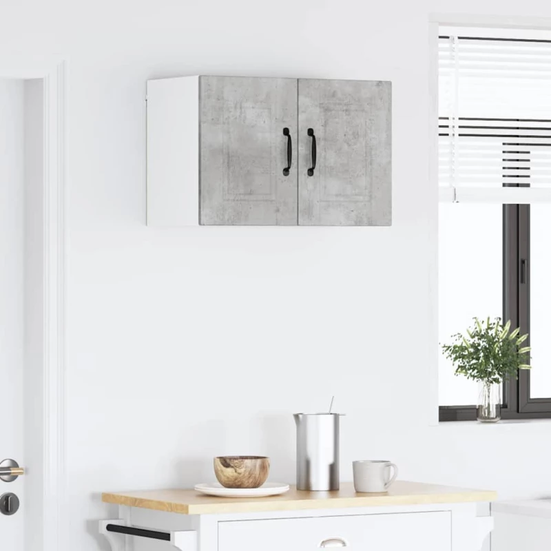 vidaXL Κρεμαστό ντουλάπι κουζίνας με ράφι 2 pcs Σκυρόδεμα Γκρι