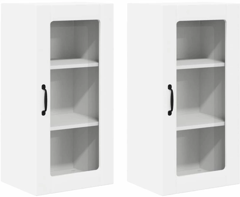vidaXL Κρεμαστό ντουλάπι κουζίνας με ράφι 2 pcs Λευκό 40 x 31 x 80 εκ.