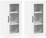 vidaXL Κρεμαστό ντουλάπι κουζίνας με ράφι 2 pcs Λευκό 40 x 31 x 80 εκ.