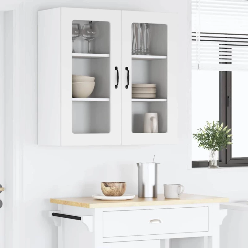 vidaXL Κρεμαστό ντουλάπι κουζίνας με ράφι 2 pcs Λευκό 40 x 31 x 80 εκ.
