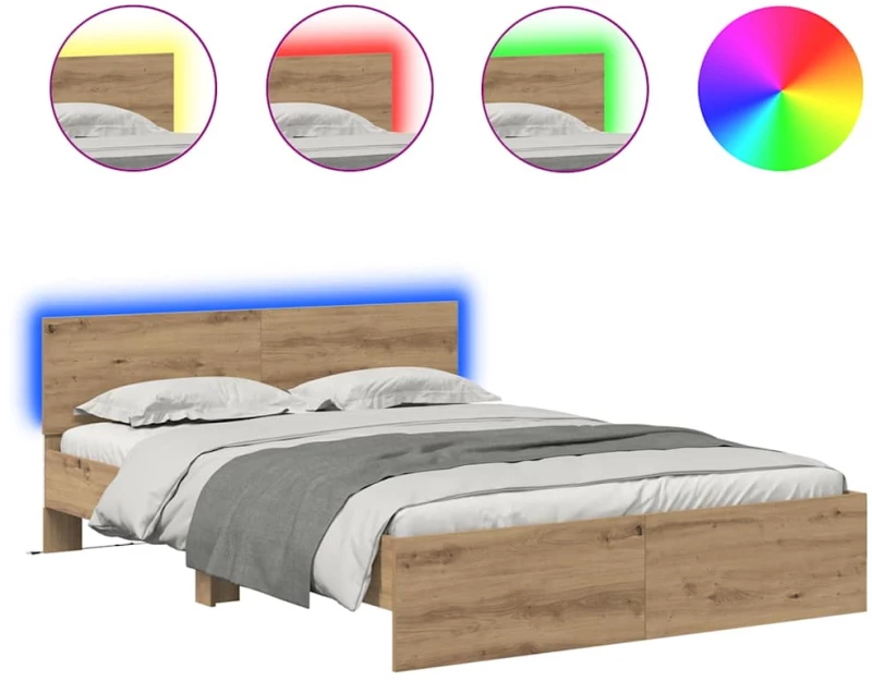 vidaXL Σκελετός Κρεβατιού Artisan Oak 140 x 190 cm Επεξεργασμένο ξύλο