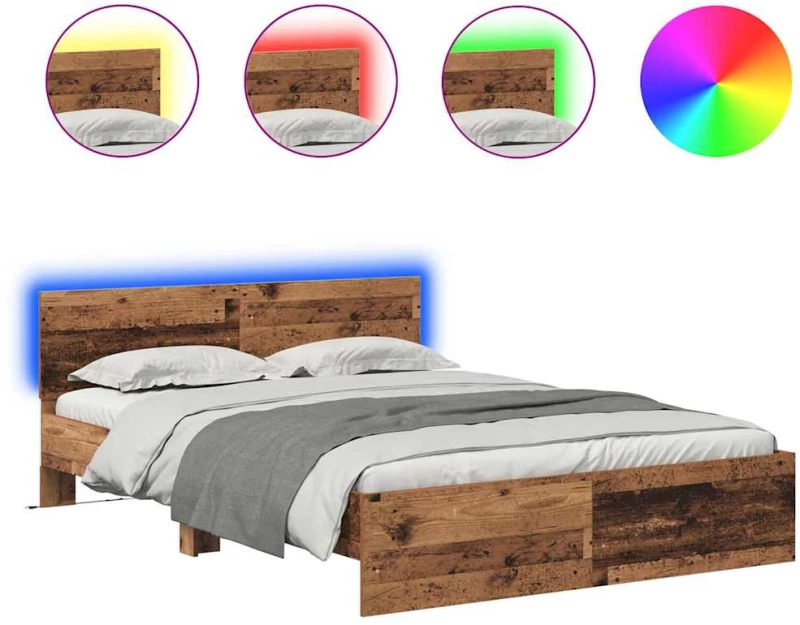 vidaXL Σκελετός Κρεβατιού Παλιό Ξύλο 120 x 200 cm Επεξεργασμένο ξύλο