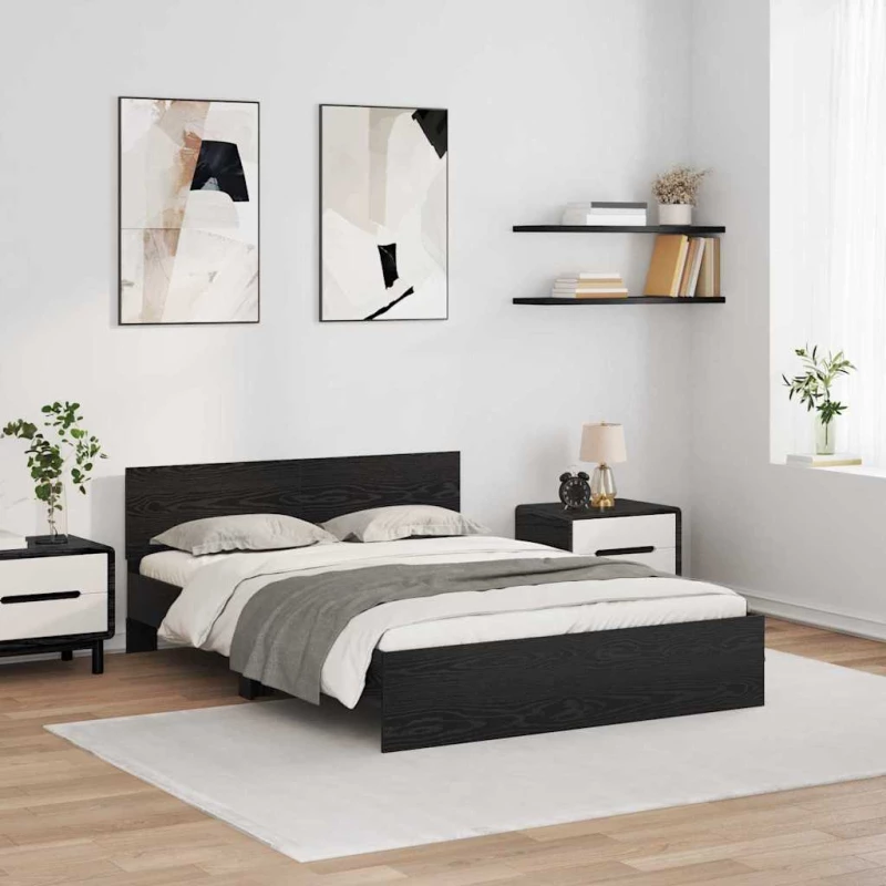 vidaXL Σκελετός Κρεβατιού Μαύρη Οξυά 120 x 190 cm Επεξεργασμένο ξύλο