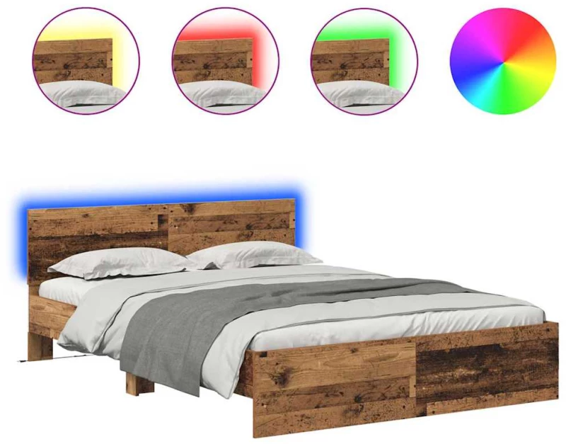 vidaXL Σκελετός Κρεβατιού Παλιό Ξύλο 150 x 200 cm Επεξεργασμένο ξύλο
