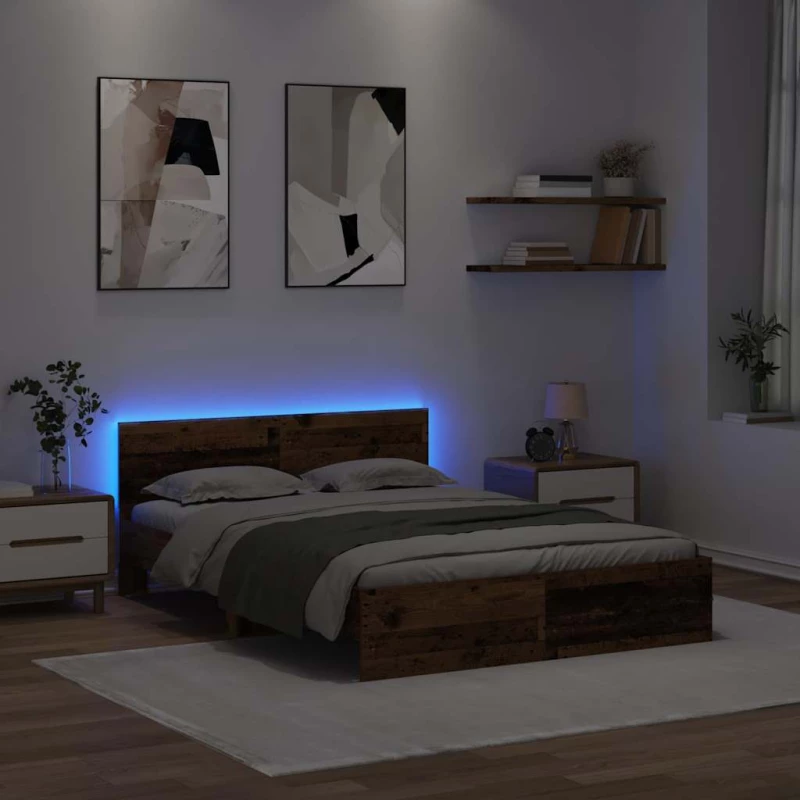 vidaXL Σκελετός Κρεβατιού Παλιό Ξύλο 150 x 200 cm Επεξεργασμένο ξύλο