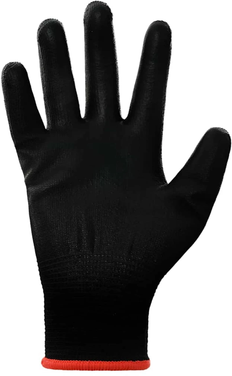 vidaXL Γάντια Εργασίας 12 pcs Μαύρο 7 / S Πολυεστέρας