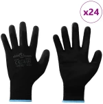vidaXL Γάντια Εργασίας 24 pcs Μαύρο 9 / l Πολυεστέρας