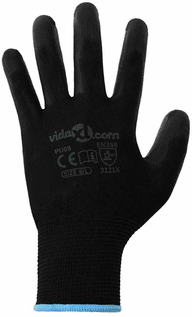 vidaXL Γάντια Εργασίας 24 pcs Μαύρο 9 / l Πολυεστέρας