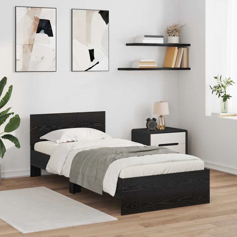 vidaXL Σκελετός Κρεβατιού Μαύρη Οξυά 100 x 200 cm Επεξεργασμένο ξύλο