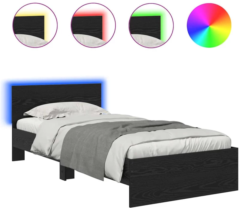 vidaXL Σκελετός Κρεβατιού Μαύρη Οξυά 100 x 200 cm Επεξεργασμένο ξύλο