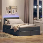 vidaXL Κρεβάτι με αποθηκευτικό χώρο και LED Σκούρο Γκρι 120 x 200 cm