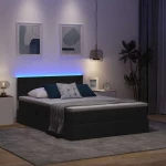 vidaXL Κρεβάτι με αποθηκευτικό χώρο και LED Μαύρο 140 x 200 cm