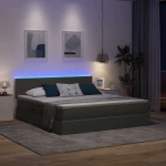 vidaXL Κρεβάτι με αποθηκευτικό χώρο και LED Σκούρο Γκρι 180 x 200 cm