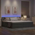 vidaXL Κρεβάτι με αποθηκευτικό χώρο και LED Ανοιχτό γκρι 200 x 200 cm