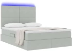 vidaXL Κρεβάτι με αποθηκευτικό χώρο και LED Ανοιχτό γκρι 140 x 200 cm