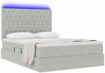 vidaXL Κρεβάτι με αποθηκευτικό χώρο και LED Ανοιχτό γκρι 140 x 200 cm