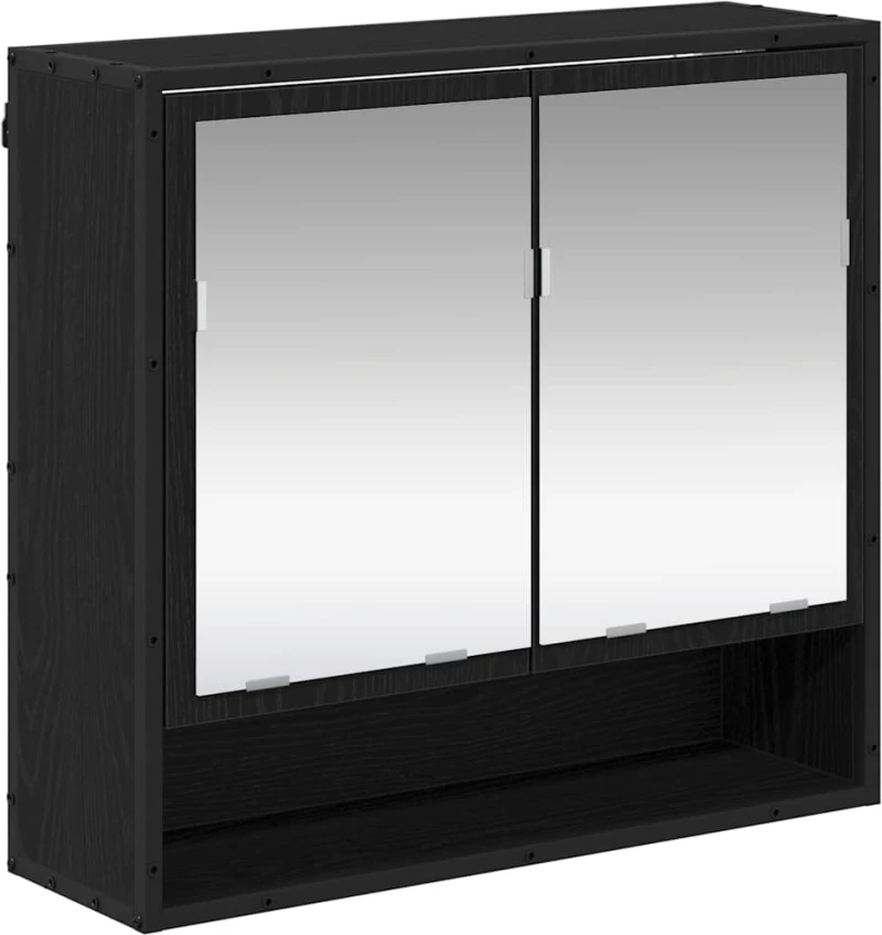 vidaXL Σετ Επίπλων Μπάνιου με ράφι 4 pcs Μαύρη Οξυά Επεξεργασμένο ξύλο