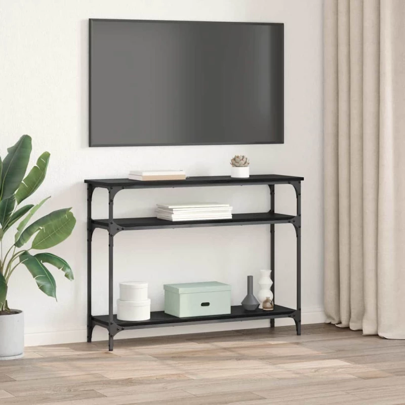 vidaXL Τραπέζι κονσόλας με ράφι Μαύρη Οξυά 100 x 29 x 75 εκ.