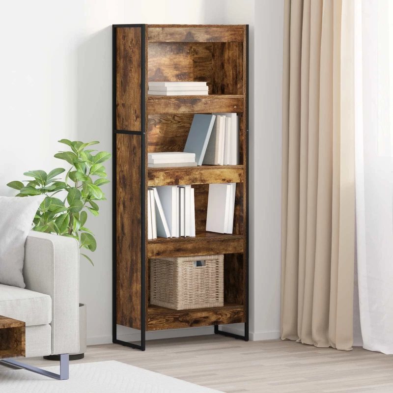 vidaXL Βιβλιοθήκη Καπνιστό Δρύς 80 x 30 x 155 εκ Επεξεργασμένο ξύλο