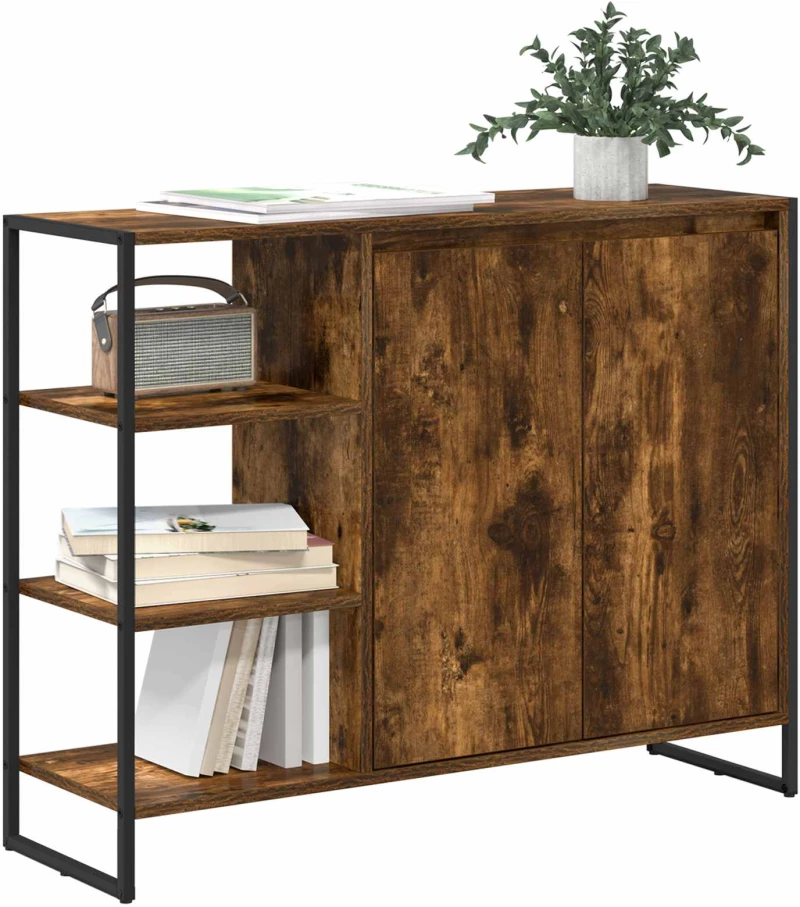 vidaXL Βοηθητικό ντουλάπι Καπνιστό Δρύς 96.5 x 30 x 75 εκ