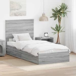 vidaXL Κρεβάτι Αποθήκης Γκρίζο Σονομα 90 x 190 cm Επεξεργασμένο ξύλο