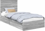 vidaXL Κρεβάτι Αποθήκης Γκρίζο Σονομα 90 x 190 cm Επεξεργασμένο ξύλο