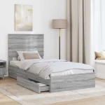 vidaXL Κρεβάτι Αποθήκης Γκρίζο Σονομα 90 x 190 cm Επεξεργασμένο ξύλο