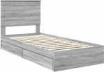 vidaXL Κρεβάτι Αποθήκης Γκρίζο Σονομα 90 x 190 cm Επεξεργασμένο ξύλο