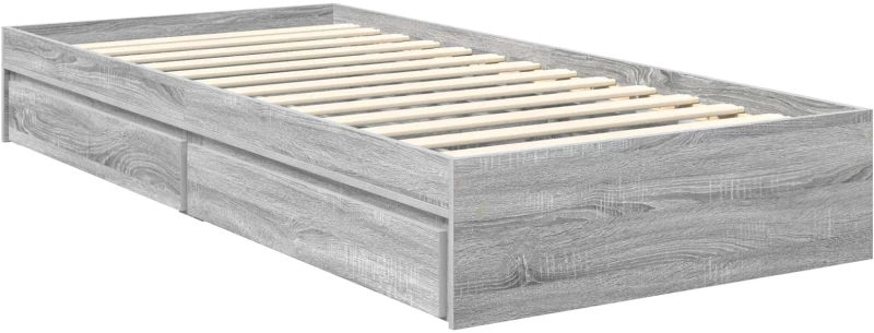 vidaXL Κρεβάτι Αποθήκης Γκρίζο Σονομα 90 x 190 cm Επεξεργασμένο ξύλο