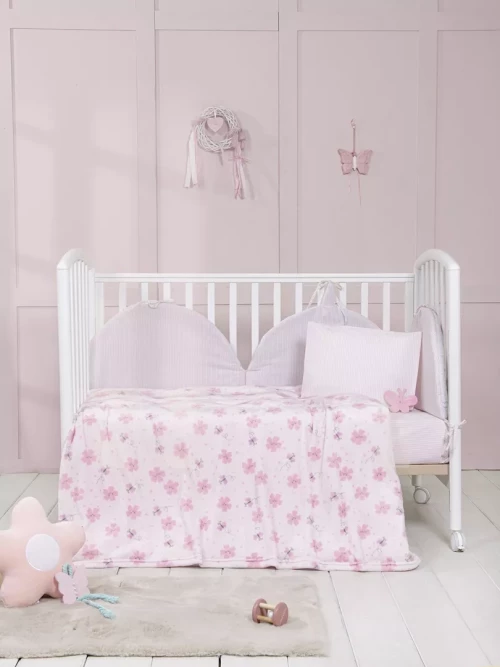 Κουβέρτα Bloomie Ροζ Κούνιας 110x140