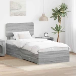 vidaXL Σκελετός Κρεβατιού Γκρίζο Σονομα 75 x 190 cm Επεξεργασμένο ξύλο