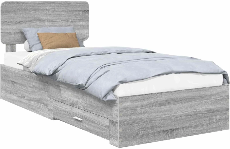 vidaXL Σκελετός Κρεβατιού Γκρίζο Σονομα 75 x 190 cm Επεξεργασμένο ξύλο
