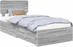 vidaXL Σκελετός Κρεβατιού Γκρίζο Σονομα 75 x 190 cm Επεξεργασμένο ξύλο