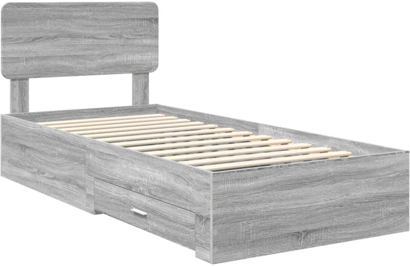 vidaXL Σκελετός Κρεβατιού Γκρίζο Σονομα 75 x 190 cm Επεξεργασμένο ξύλο