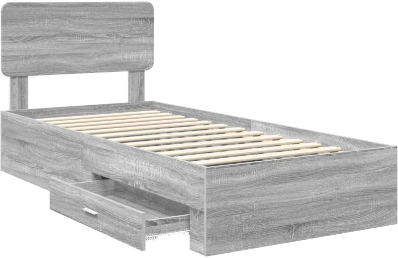 vidaXL Σκελετός Κρεβατιού Γκρίζο Σονομα 75 x 190 cm Επεξεργασμένο ξύλο