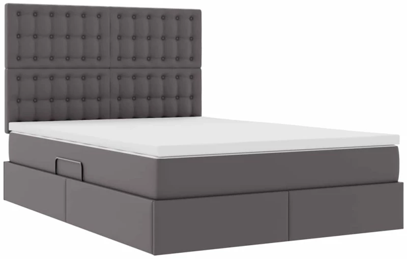 vidaXL Κρεβάτι Αποθήκης με στρώμα Γκρι 140 x 200 cm Τεχνητό Δέρμα