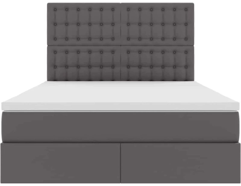 vidaXL Κρεβάτι Αποθήκης με στρώμα Γκρι 140 x 200 cm Τεχνητό Δέρμα