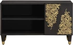 vidaXL Ντουλάπι TV με ράφι Μαύρο 80 x 33 x 46 εκ Στερεό ξύλο μάνγκο