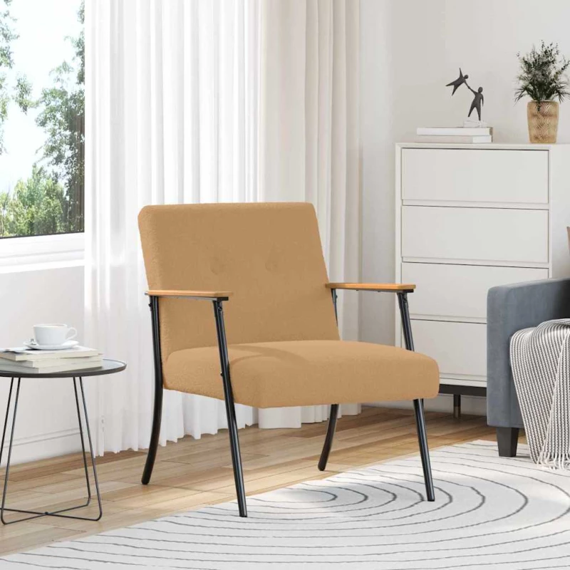 vidaXL Πολυθρόνα Μπεζ 59 x 75 x 78 εκ Κάλαθος ύφασμα με σγουρή υφή