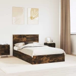 vidaXL Κρεβάτι Αποθήκης Καπνιστό Δρύς 135 x 190 cm Επεξεργασμένο ξύλο