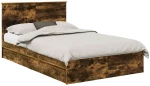 vidaXL Κρεβάτι Αποθήκης Καπνιστό Δρύς 135 x 190 cm Επεξεργασμένο ξύλο