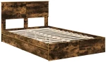 vidaXL Κρεβάτι Αποθήκης Καπνιστό Δρύς 135 x 190 cm Επεξεργασμένο ξύλο