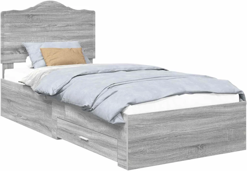 vidaXL Σκελετός Κρεβατιού Γκρίζο Σονομα 75 x 190 cm Επεξεργασμένο ξύλο
