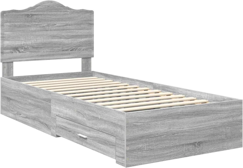 vidaXL Σκελετός Κρεβατιού Γκρίζο Σονομα 75 x 190 cm Επεξεργασμένο ξύλο
