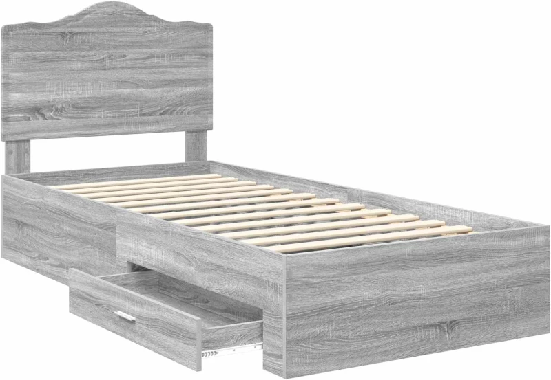 vidaXL Σκελετός Κρεβατιού Γκρίζο Σονομα 75 x 190 cm Επεξεργασμένο ξύλο